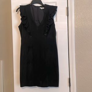 Jade Melody Tam Suede Dress Size Large Black Sleeveless with Ruffle Detail